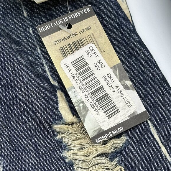 The Heritage by America Denim Distillery 1776 Size 2XL Acid Wash Denim Shirt NWT - Picture 6 of 11